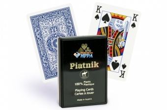 1364с Игральные карты "100% Пластик - Бридж" (синяя рубашка) 55 листов