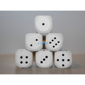 К16_белый Кости игральные 16 мм (1 шт.) цвет белый пластик